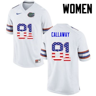 Women's Florida Gators #81 Antonio Callaway NCAA Nike White USA Flag Fashion Authentic Stitched College Football Jersey TAX6362XO